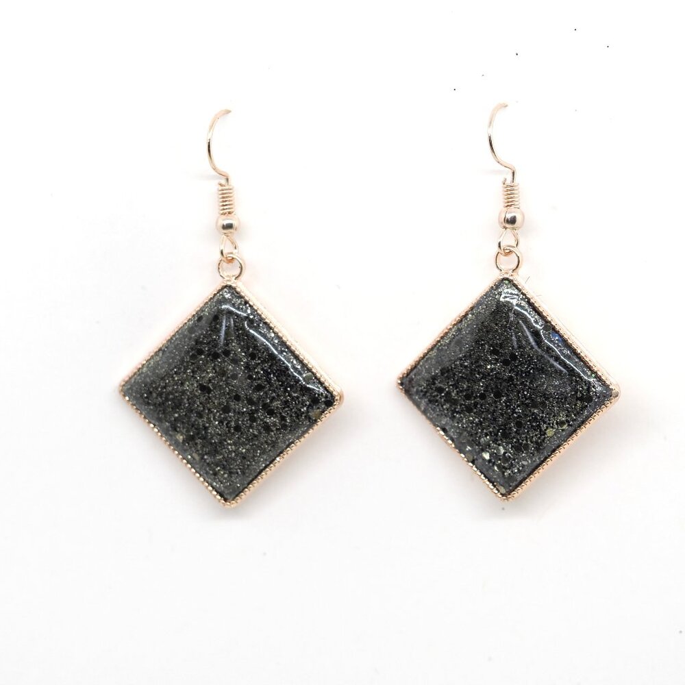 Glittered Black Earrings